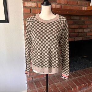 KULE The Rock Checkered Sweater in Pumice Green Sz S